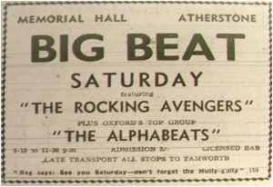 11/05/63 : The Avengers with The Alphabets at Atherstone Memorial Hall