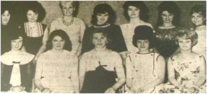 Meet the finalists - a dazzling dozen of Tamworth's prettiest girls. Left to right, back row first, they are: Alwyn Day, Carole Harper, Margaret Allsopp, Susan Bonser, Margaret Harrison, Yvonne Bonser, Hilary Bury. Front, Carol Cordell, Jenny Adams, Betty Roberts, Diana Wardall and Yvonne Field. The 12 will meet Jimmy Tarbuck and Susan Lane tonight when the Queen and her four maids will be chosen.