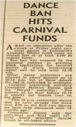 Tamworth Herald – "Dance Ban Hits Carnival Funds"