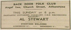 Al Stewart (CBS Recording Artiste) Back Door Folk Club