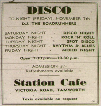 07/11/69 - Disco, DJ – The Roadrunner, Station Café, Victoria Road, Tamworth