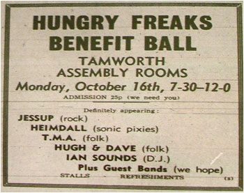 16/10/72 - Hungry Freaks Benefit Ball, Jessup, Heimdall, TMA, Hugh & Dave, Ian Sounds, Assembly Rooms