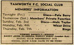 03/02/71 - Disco, DJ Malc Taylor, Tamworth F.C. Social Club