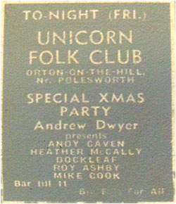 20/12/74 - Unicorn Folk Club Xmas Party, Andrew Dwyer