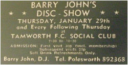 29/01/76 - Barry John Disco Show, Tamworth FC Social Club