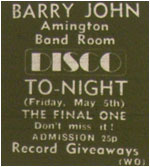 05/05/78 - Barry John Disco, The Final One, Amington Band Room