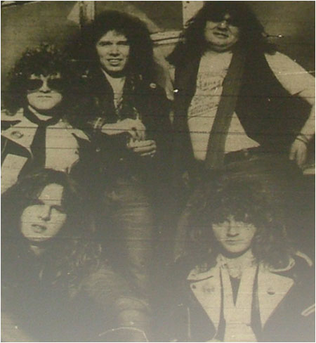 Caption: Tytan…before the addition of guitarist Gary Owens, Norman “Stormy” Swan is pictured front left.