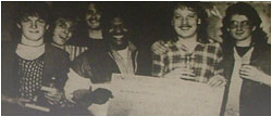 Caption: Edwin Starr with One On One – the 1986 Battle of the Bands winners. Edwin and Andy Malkin are pictured with the £50 free recording time cheque presented by Expresso Bongo.