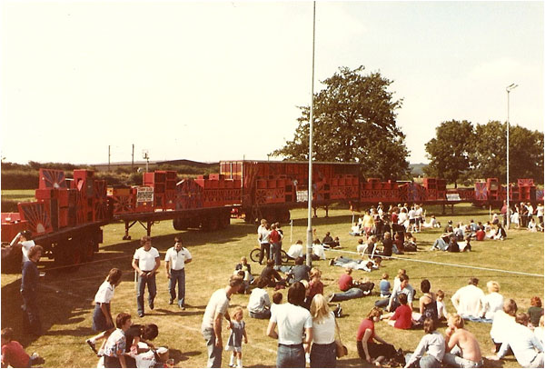 Pics of the disco that took me 20 years to build after the first lot was stolen. It was at Tamworth, Wiggington Park. The Mayor of Tamworth, Mr Smith wrote to the Guinness Book of Records on our behalf to ask them to come and take a look but they refused. We filled five 60 foot articulated lorries that day and it took five hours to wire it up. We also had 6,000 doing the rowing boat song which I think would have been a record. 