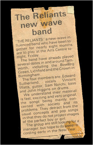 Preview for The Arts Centre gig, Tamworth Herald reporters were on strike and the band had to write their own article.