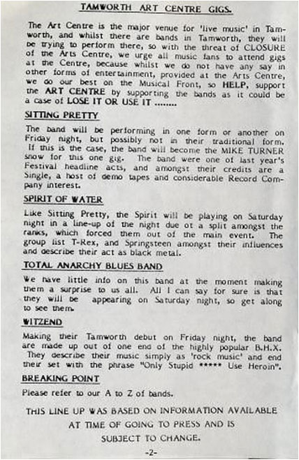 Tamworth Rock Festival : 1985 : Programme 