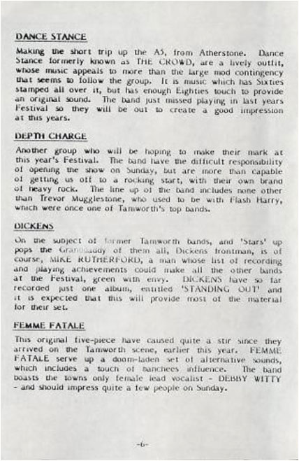 Tamworth Rock Festival : 1985 : Programme 