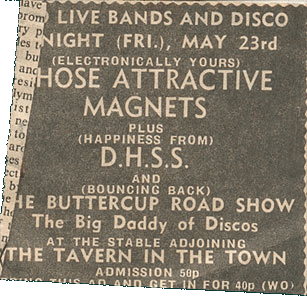 Advert/Ticket for the first Those Attractive Magnets gig - May 23rd 1980.